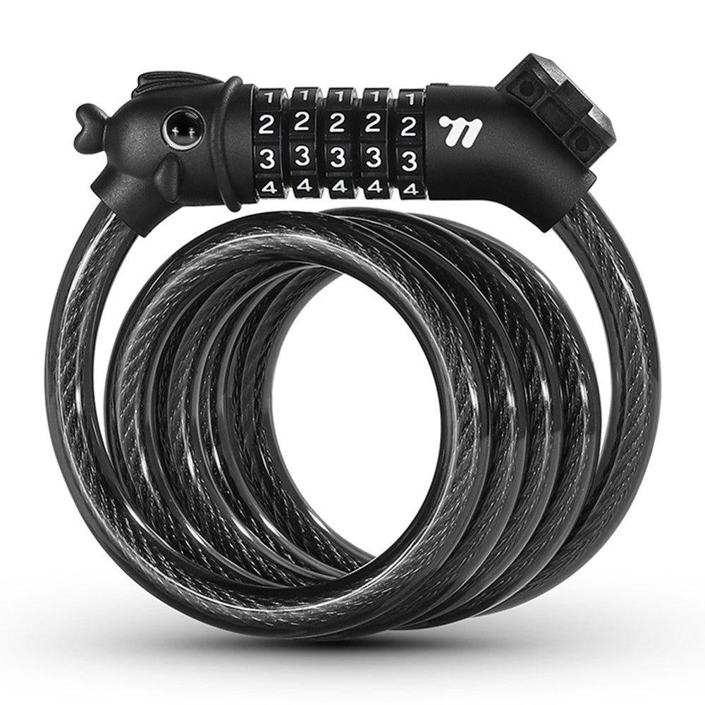 WEST BIKING 0705108B0000 Cartoon Fish Head 1.2m 5-Digit Combination Lock Anti-Theft Steel Cable Bike Lock