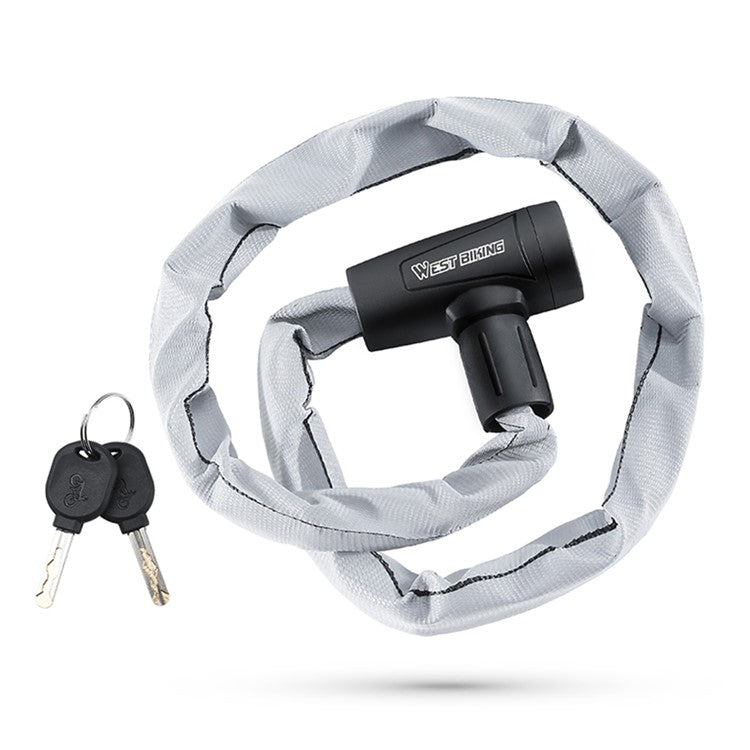 WEST BIKING YP0705111 Reflective Chain Bike Lock Portable E-Bike Anti Theft Lock with 2 Keys