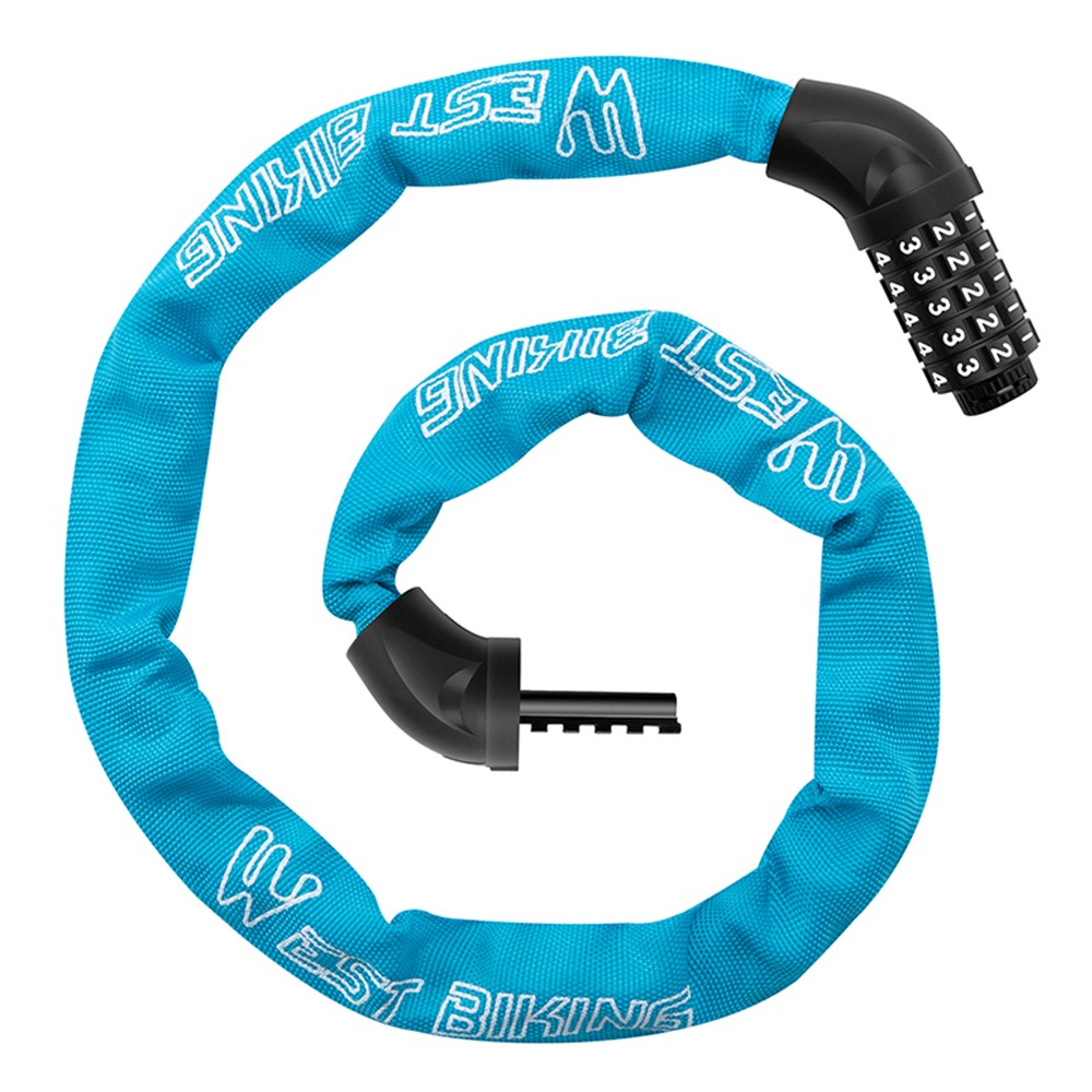 WEST BIKING YP0705119 Bicycle Anti Theft Chain Lock 5 Digit Combination Lock for Mountain Bike