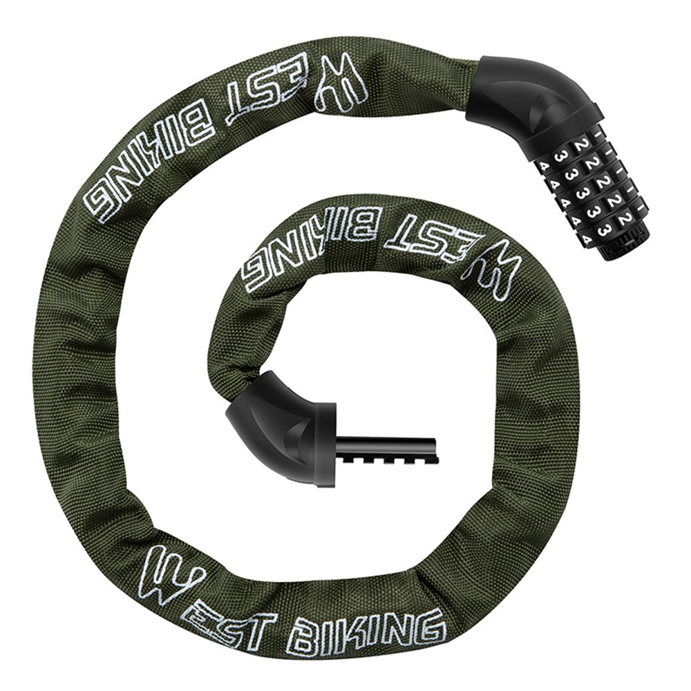 WEST BIKING YP0705119 Bicycle Anti Theft Chain Lock 5 Digit Combination Lock for Mountain Bike