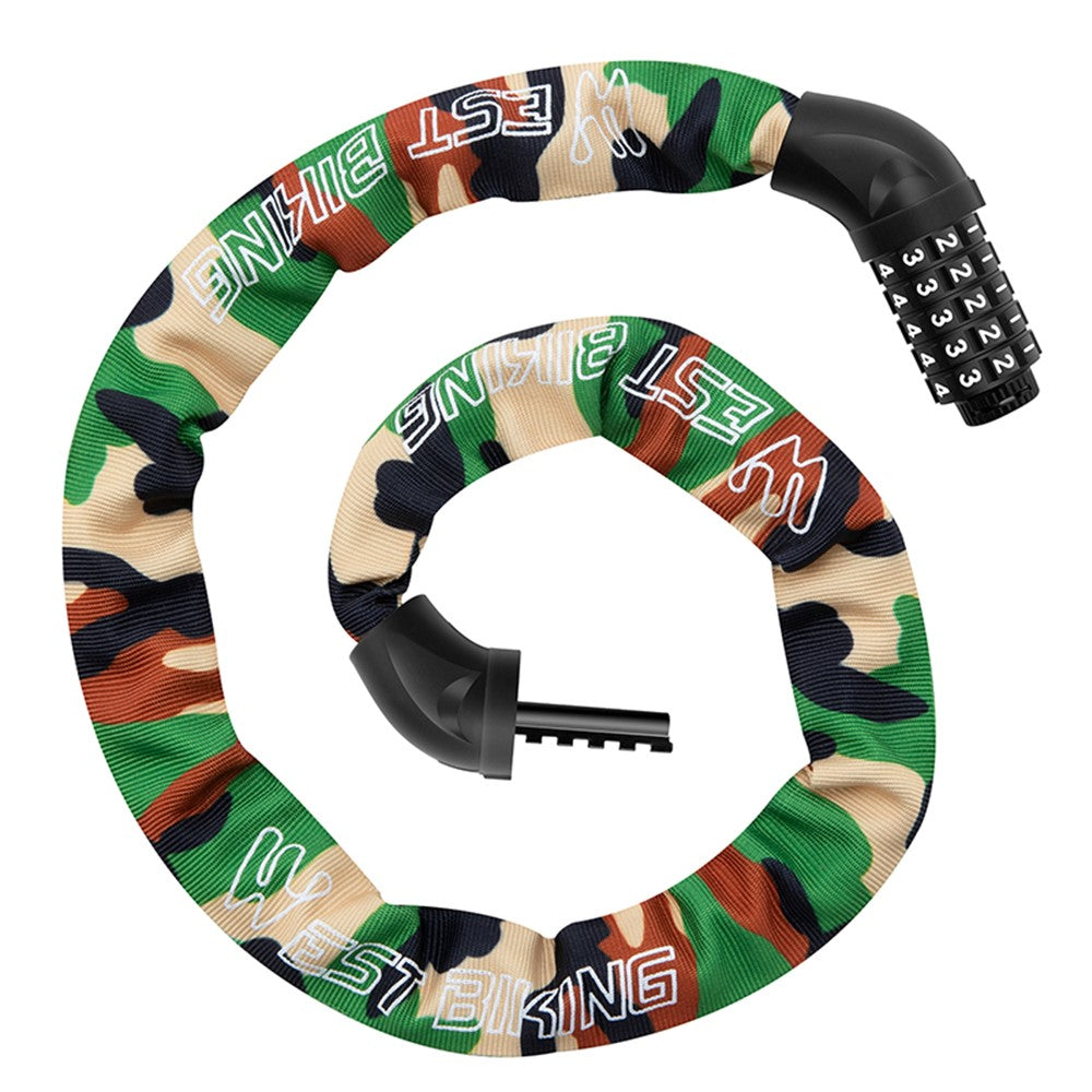 WEST BIKING YP0705119 Bicycle Anti Theft Chain Lock 5 Digit Combination Lock for Mountain Bike