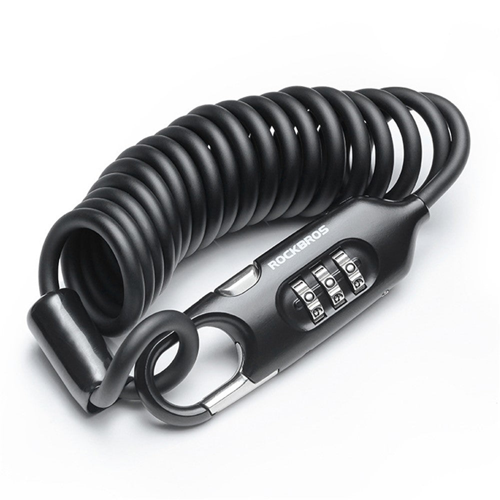 ROCKBROS PL3002 Spring Cord Motorcycle Helmet Bicycle Code Lock Anti-theft Steel Wire Password Lock