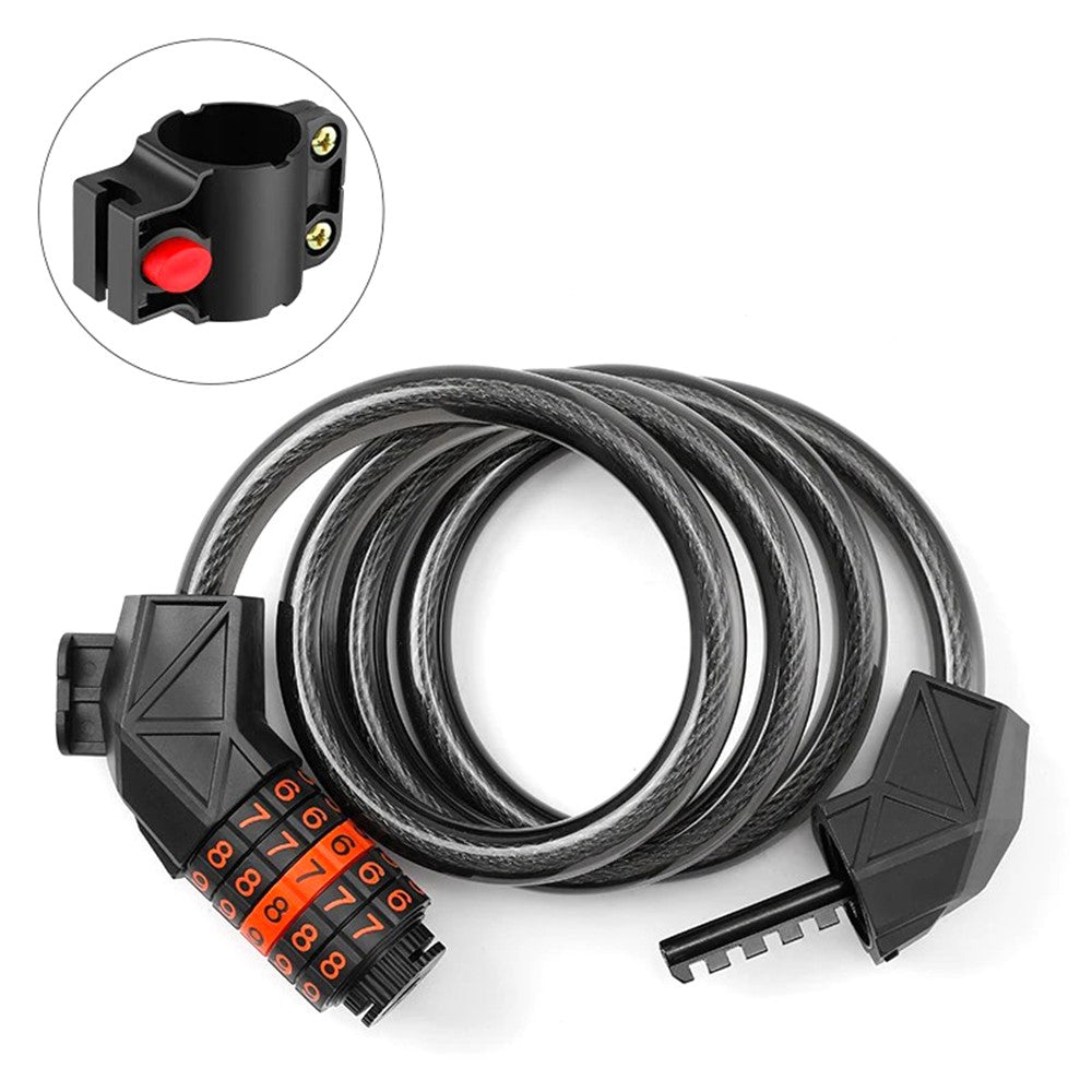 BG-4119 1.1m Bicycle Steel Cable Security Lock 5 Digit Password Anti-theft Bike Lock