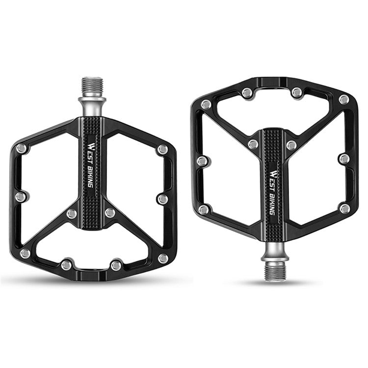 WEST BIKING YP0802131 1 Pair Bike Pedals Aluminum Alloy Triple Bearing Cycling Pedals for Mountain Road Bikes