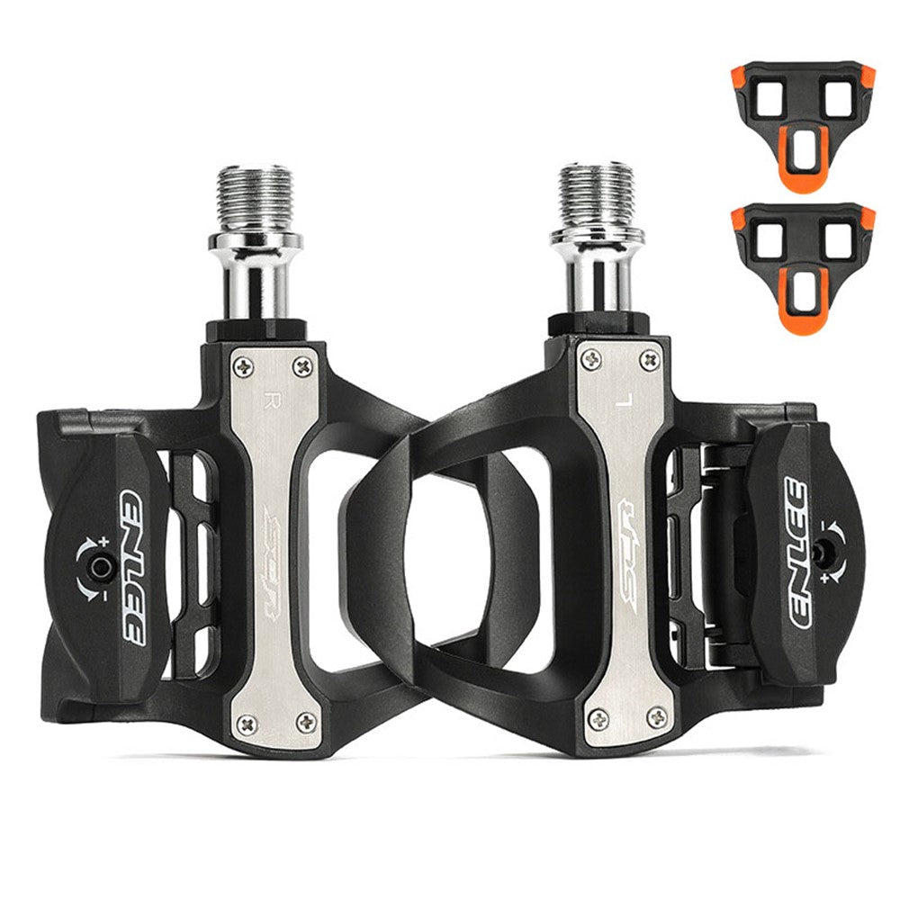 ENLEE SCR01 1Pair Road Bike Self-Locking Pedals Nylon Chrome Platinum Steel Bearing Pedals Compatible with SPD System