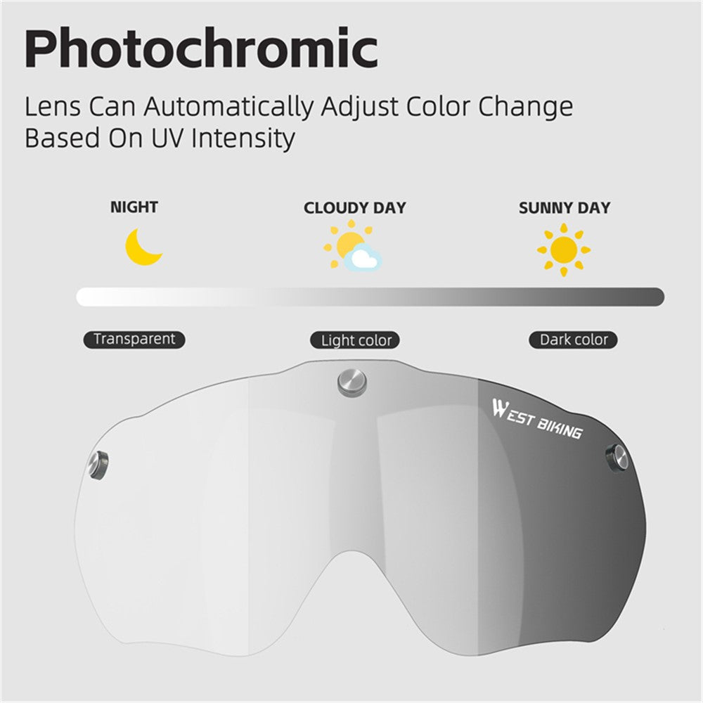WEST BIKING YP1602564 Photochromic Lens Detachable Goggles PC Shell Cy