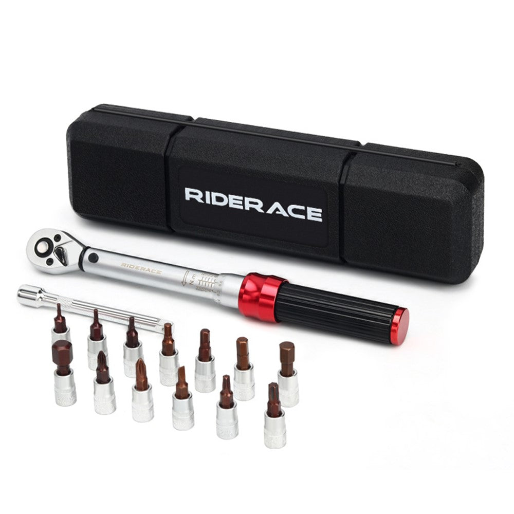 RIDERACE RR9512 1 / 4 Inch Drive Click Torque Wrench Set Bike 2-24Nm Adjustable Preset Torque Wrench Kit