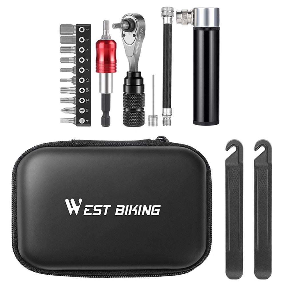 WEST BIKING YP0719355 Aluminum Alloy Ratchet Wrench Screwdriver Bit Repair Tool Kit Advanced Version