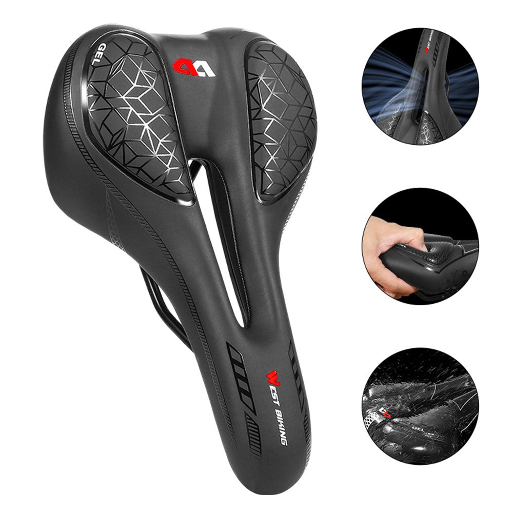 WEST BIKING YP0801128-129 Shockproof Bike Saddle Breathable MTB Road Bicycle Seat Cushion