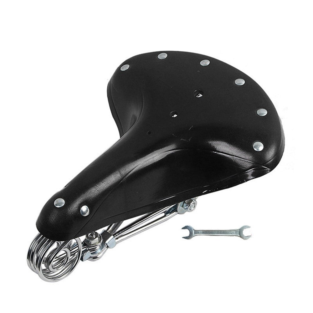 MTB Bike Seat Cushion Retro Leather Saddle + Carbon-Plated Steel Spring Bicycle Seat Cycling Accessories