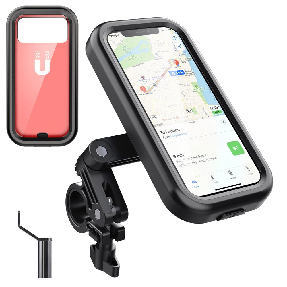 HL-159 Waterproof Motorcycle Rearview Mirror Phone Mount Holder Rotation for 4.7-6.8 Inch Phones