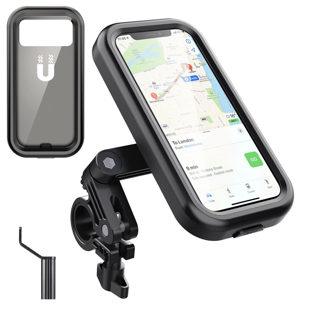 HL-159 Waterproof Motorcycle Rearview Mirror Phone Mount Holder Rotation for 4.7-6.8 Inch Phones