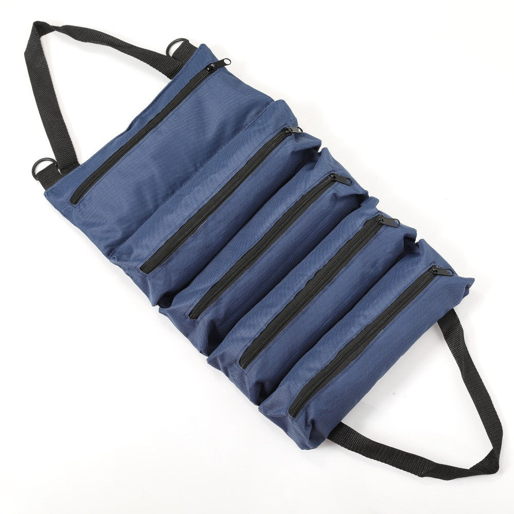 Portable Foldable Tool Bag Oxford Fabric Woodworking Electrician Auto Repair Tools 5 Compartment Organizer Pouch