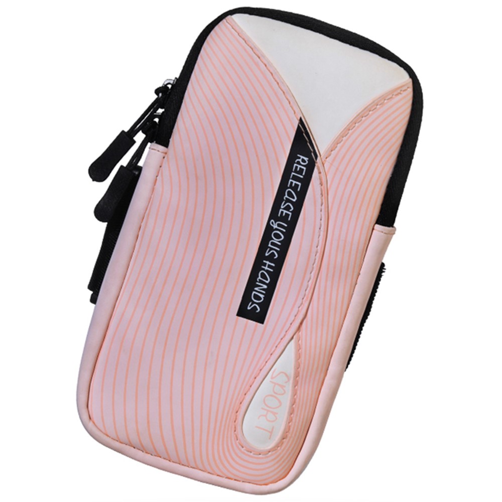 Cell Phone Armband for 6.8'' Phone PU Leather + Polyester Sweatproof Sports Arm Pouch Bag with Adjustable Elastic Band