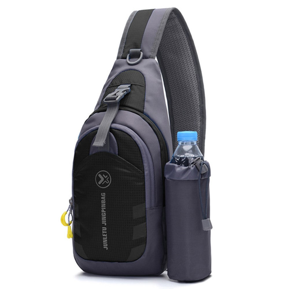 JUNLETU Men Women Chest Bag Nylon Single Shoulder Crossbody Bag with Detachable Bottle Bag