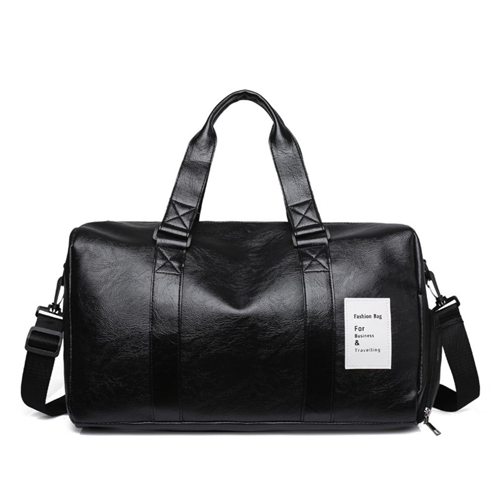 Waterproof PU Leather Duffle Bag Crossbody Shoulder Bag Weekend Overnight Bag Sports Gym Handbag