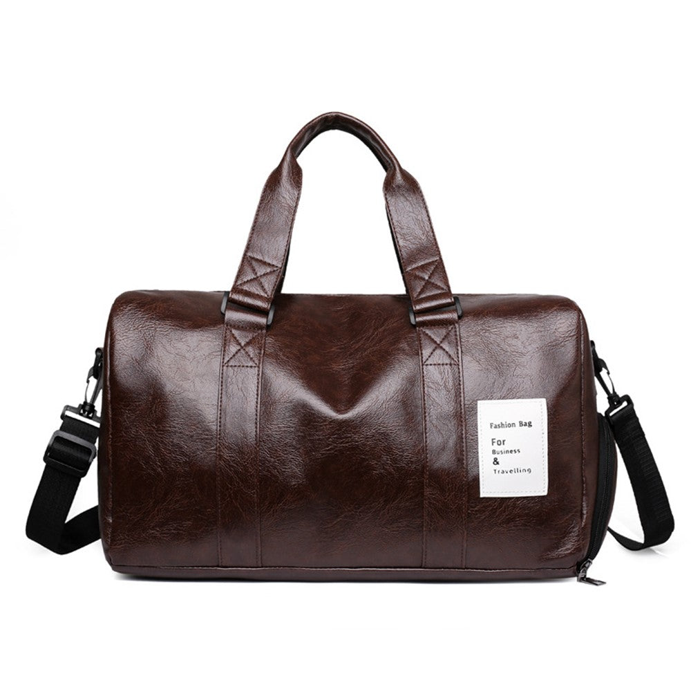 Waterproof PU Leather Duffle Bag Crossbody Shoulder Bag Weekend Overnight Bag Sports Gym Handbag
