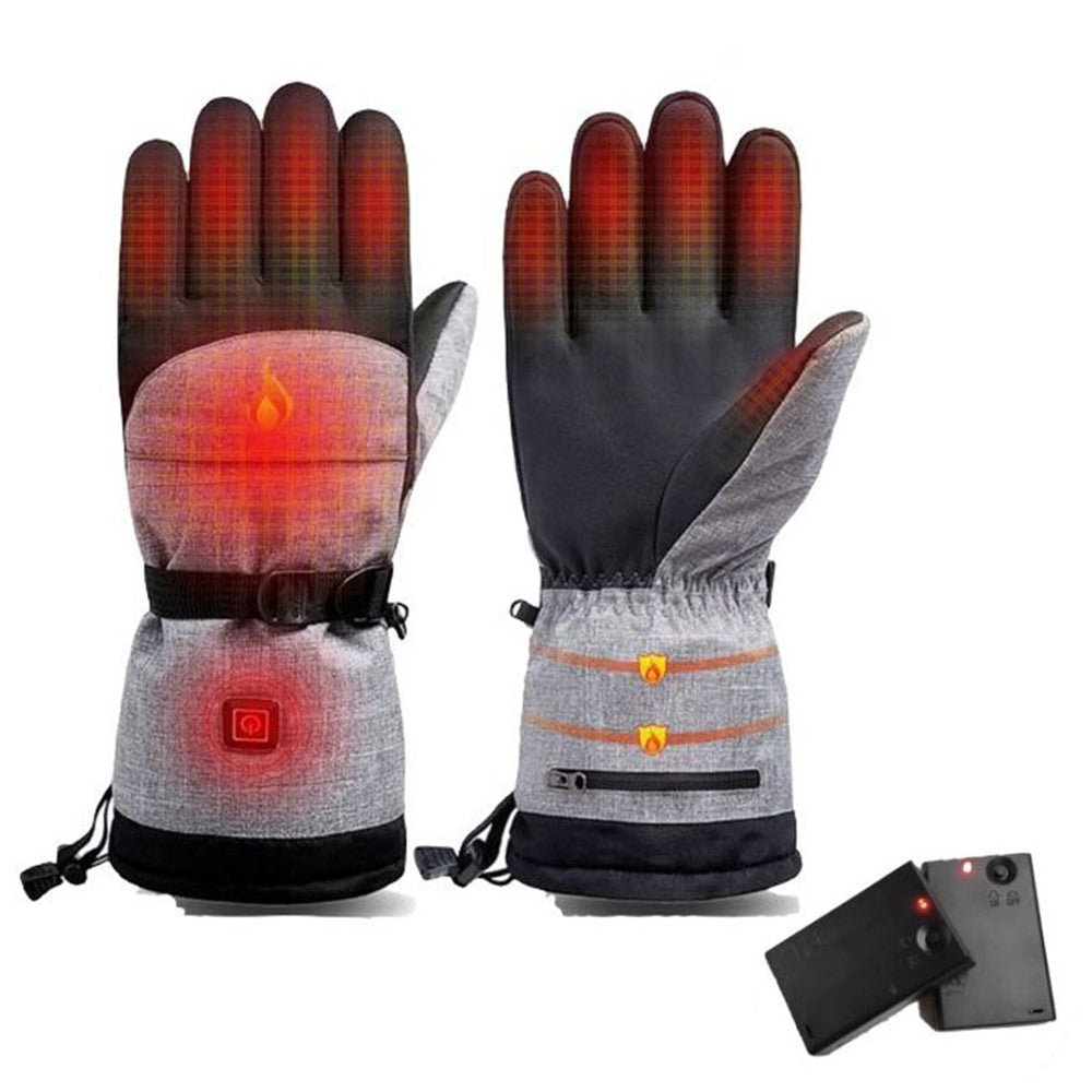 1 Pair Winter Waterproof Heating Hand Warmer Touch Screen Electric Thermal Gloves for Snowboard Cycling Ski with Battery Box