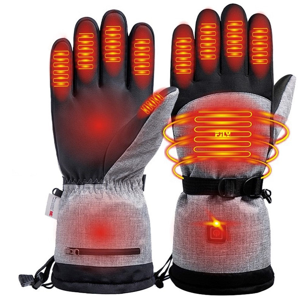 1 Pair Winter Waterproof Heating Hand Warmer Touch Screen Electric Thermal Gloves for Snowboard Cycling Ski with Battery Box