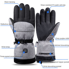 1 Pair Winter Waterproof Heating Hand Warmer Touch Screen Electric Thermal Gloves for Snowboard Cycling Ski with Battery Box