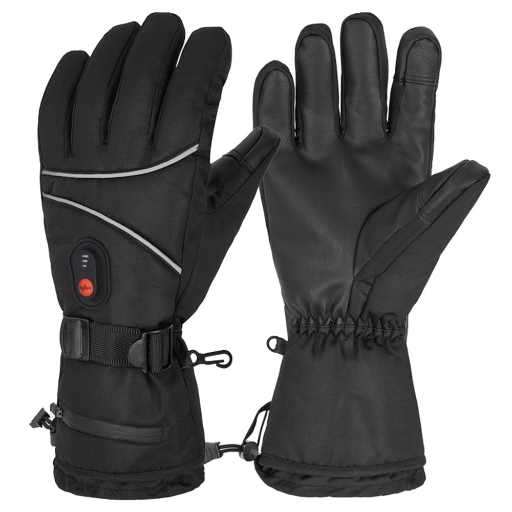 1 Pair Electric Heating Cycling Gloves Touch Screen Full Finger Winter Warm Gloves with 2x4000mAh Batteries