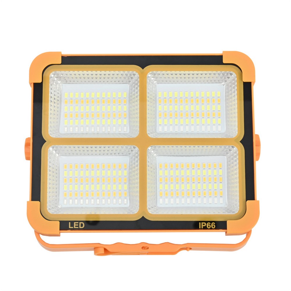4 Grids Design Solar Powered 6000W Rechargeable Floodlight Outdoor Camping Emergency Lamp with Stand