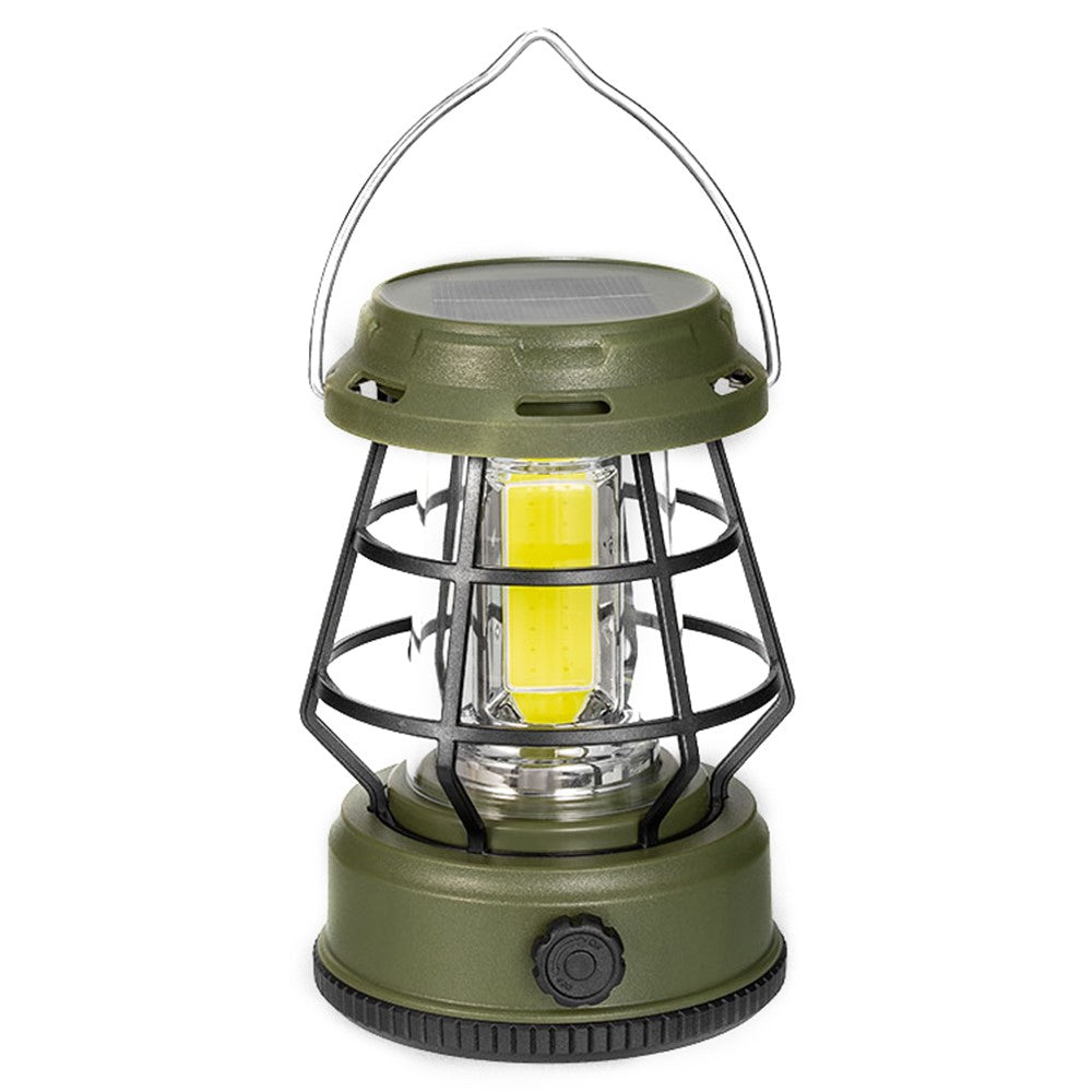 Retro Portable Camping Light Stepless Dimming Tent Lantern Hanging Lamp, Solar Powered