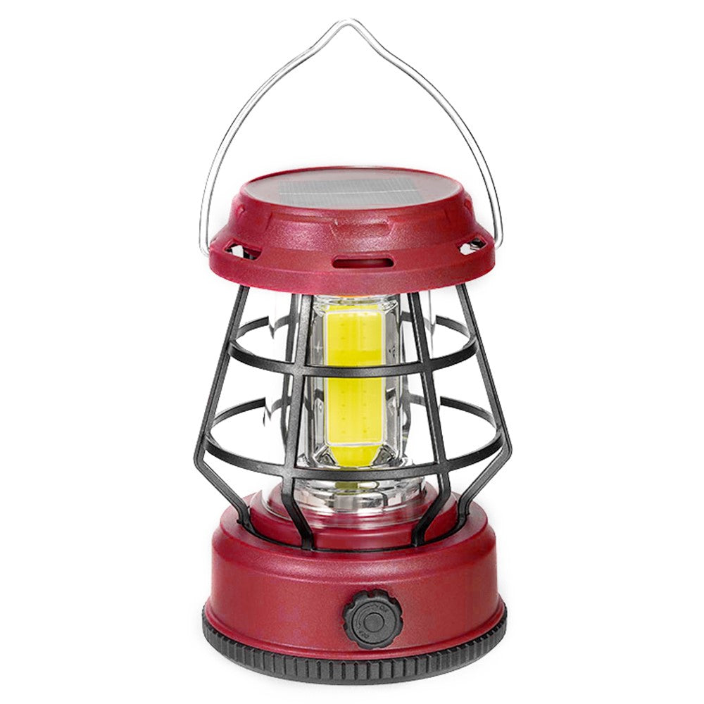 Retro Portable Camping Light Stepless Dimming Tent Lantern Hanging Lamp, Solar Powered