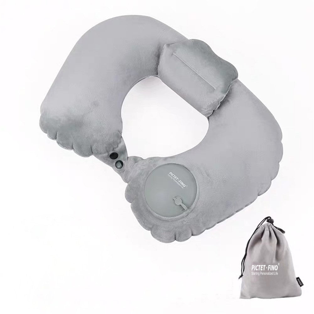 PICTET.FINO RH80 U-Shape Portable Press Inflatable Pillow Camping Travel Nap Neck Cushion with Storage Bag