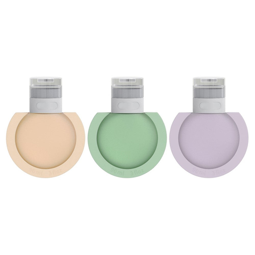 3PCS 60ML PP+Silicone Dispenser Bottle Leak Proof Portable Tube Travel Shampoo Container 3 Colors + Label