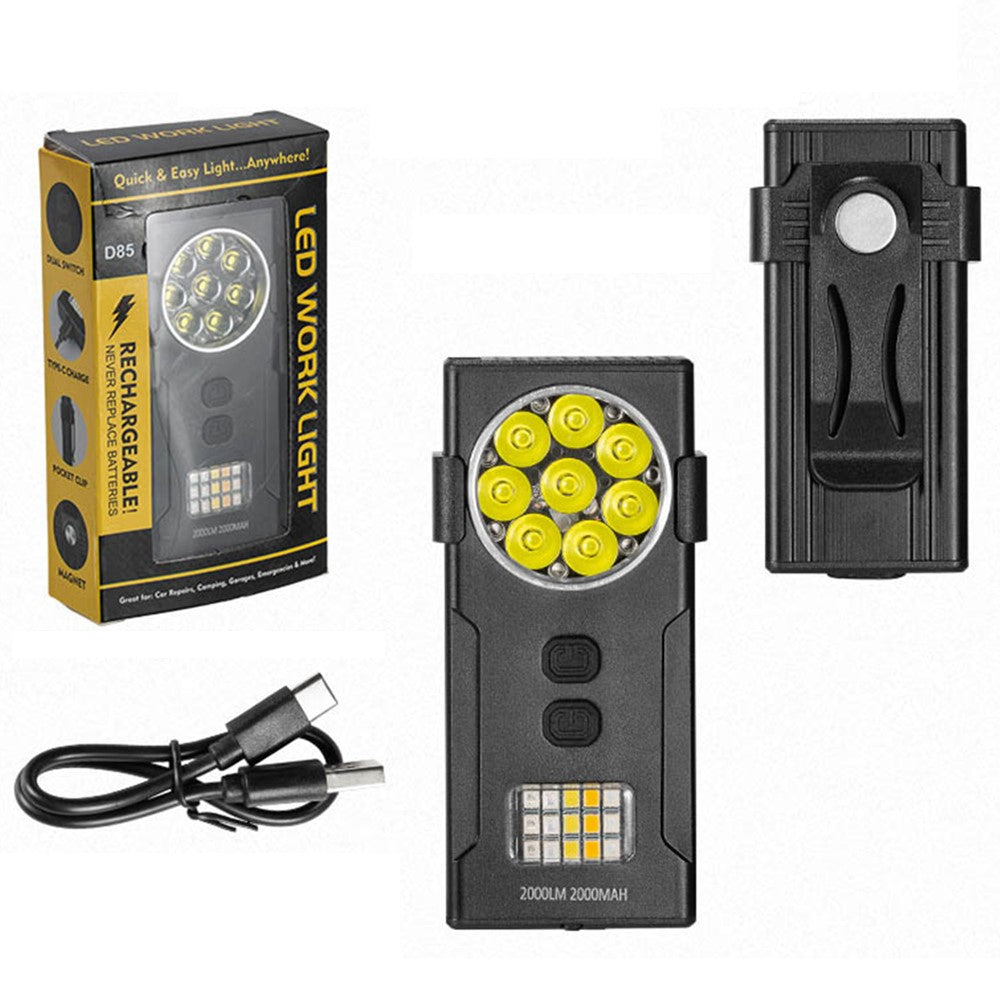 D85 Magnetic 2000 Lumens Mini Keychain Work Light Flashing Warning Lamp with Detachable Clip
