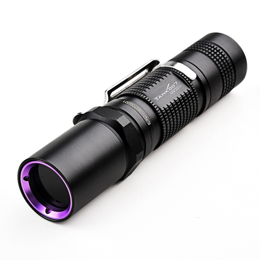 TANK007 UV320 365nm Ultraviolet Flashlight Fluorescence Detection UV Lamp with Clip No Battery