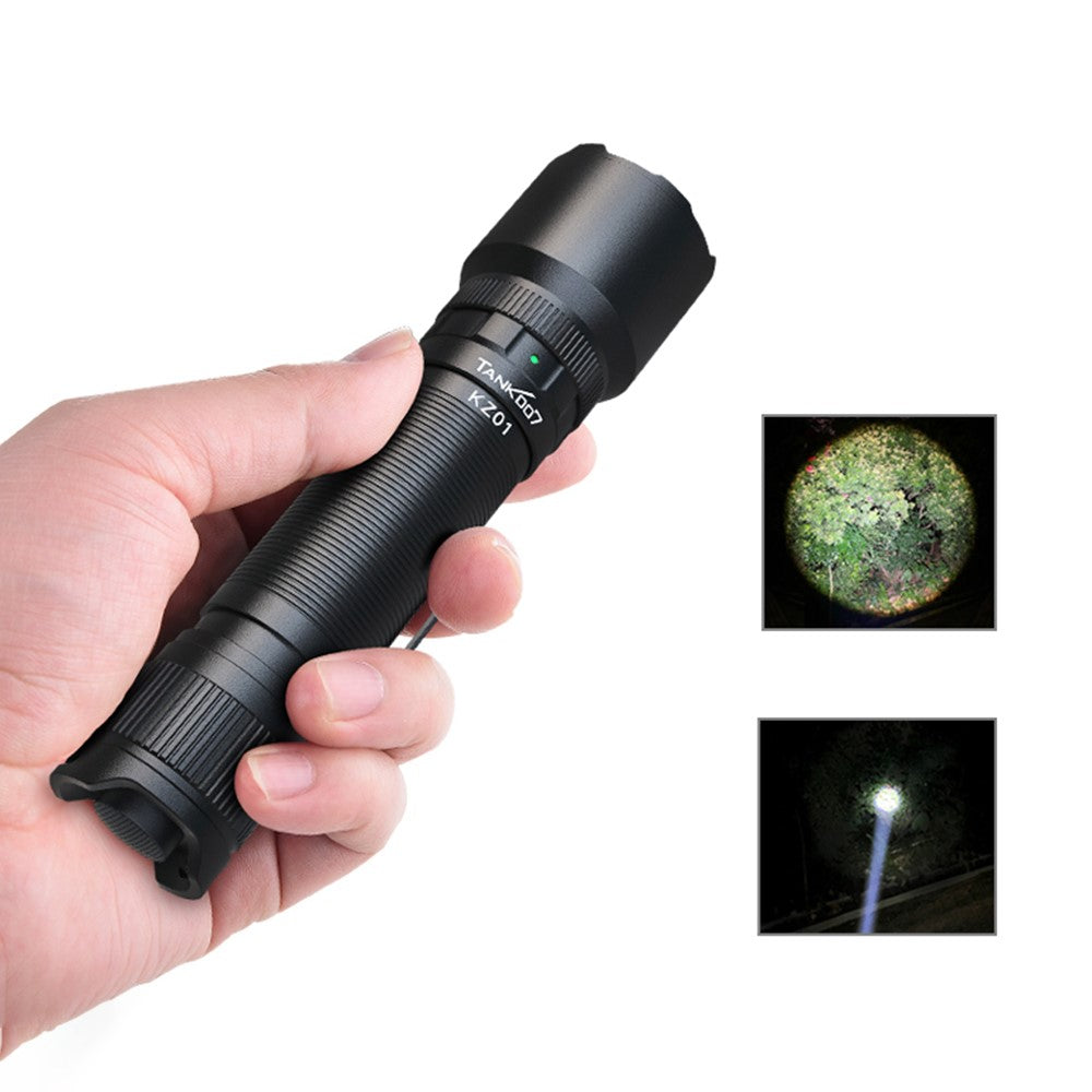 TANK007 KZ01 Zoomable LED Flashlight 1300 Lumens Outdoor Hunting Fishing Rechargeable Torch