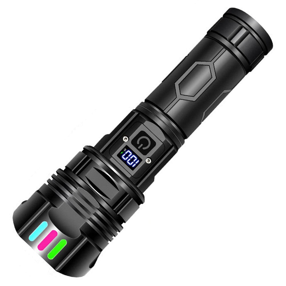A08 Digital Display 5 Modes Flat Port Flashlight High Power LED Torch with Fluorescent Strip ( with Battery )