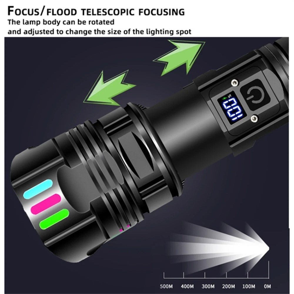 A08 Digital Display 5 Modes Flat Port Flashlight High Power LED Torch
