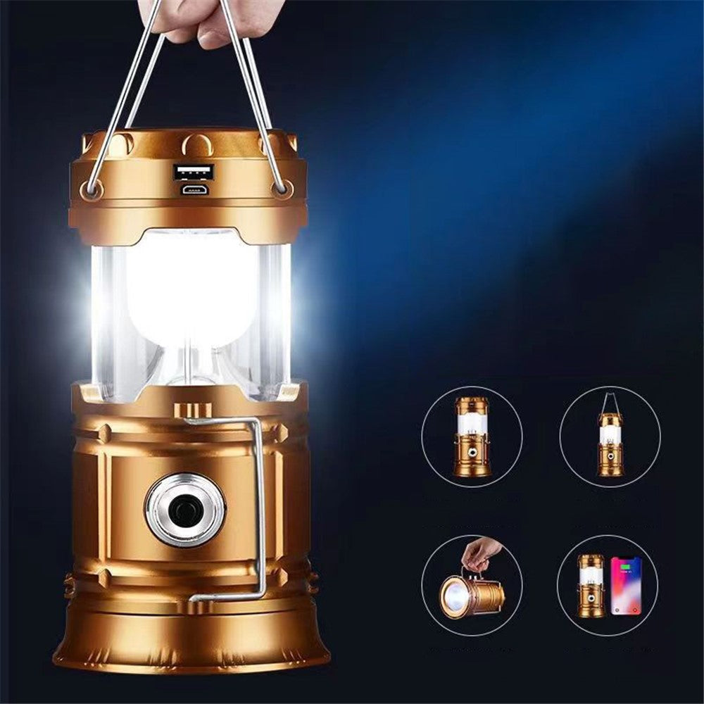 Solar Camping Light USB Charging LED Tent Lantern Lamp Phone Power Bank