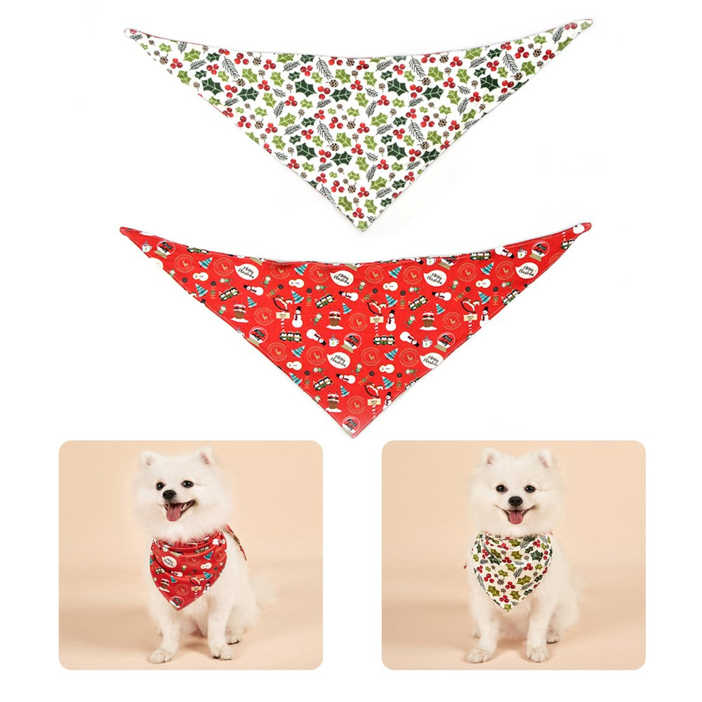 Christmas Dog Bandanas Pet Bib Bandanas Pet Scarf Washable Dog Bib Costume Size: S