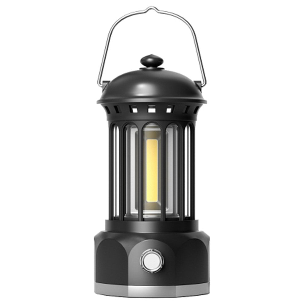 Rechargeable COB Camping Light Retro Style Tent Hanging Light Lantern Lamp for Hiking Evening Party, Size: L
