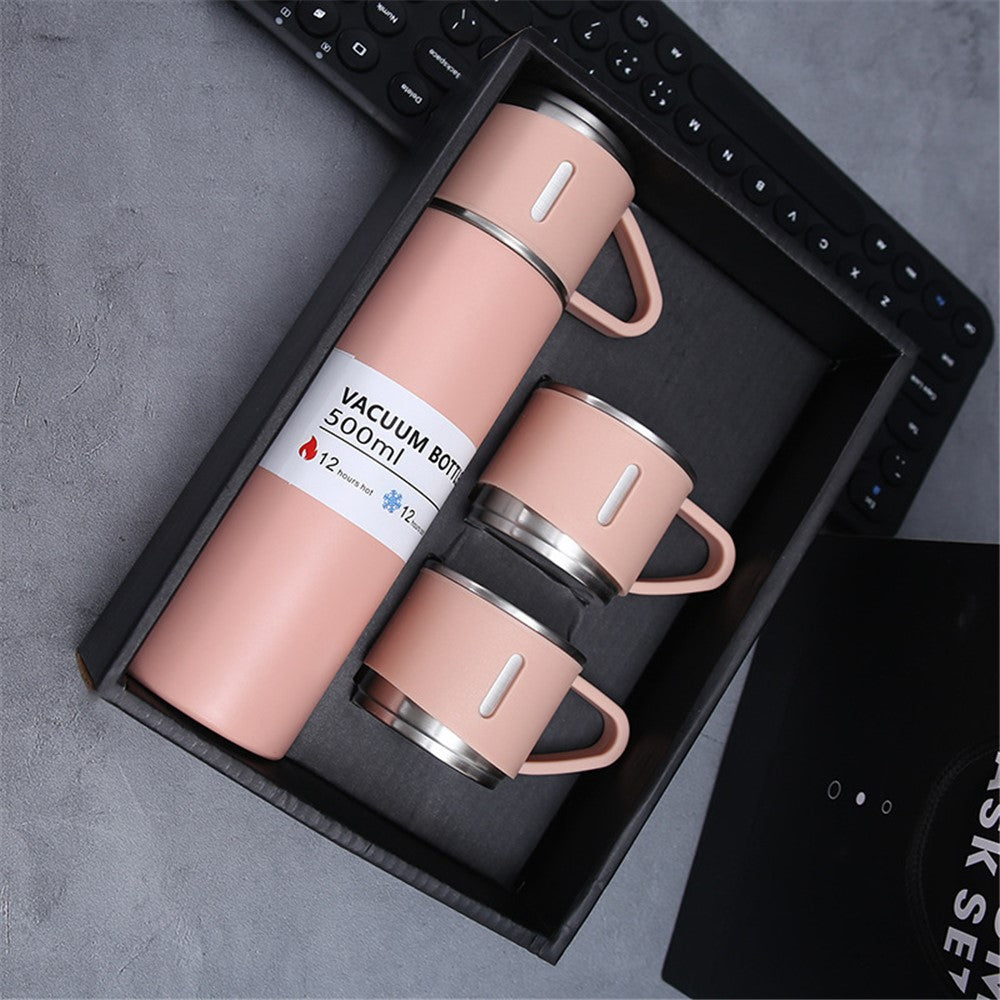 500ml 304 Stainless Steel Vacuum Insulated Water Bottle Leakproof Water Cup Mug with 3 Lid Cover without FDA Certificate