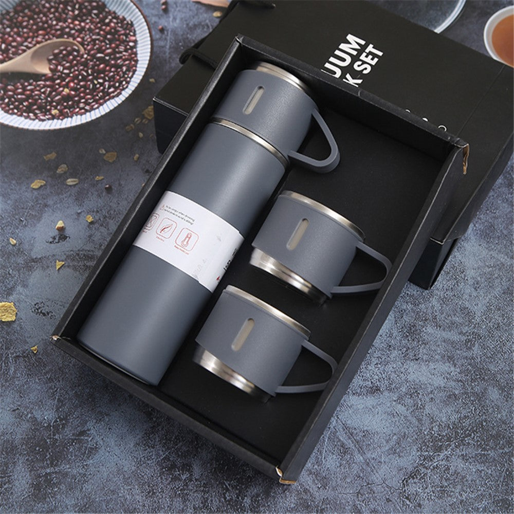 500ml 304 Stainless Steel Vacuum Insulated Water Bottle Leakproof Water Cup Mug with 3 Lid Cover without FDA Certificate