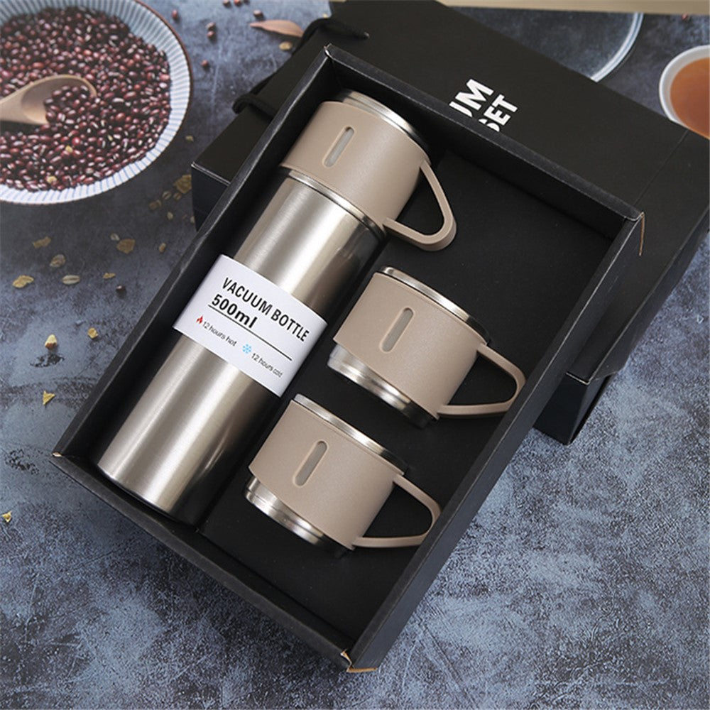 500ml 304 Stainless Steel Vacuum Insulated Water Bottle Leakproof Water Cup Mug with 3 Lid Cover without FDA Certificate