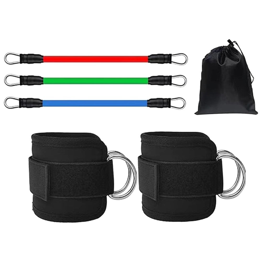 1 Pair Ankle Strap with 3 Resistance Bands for Leg Butt Exercise Training Workout Equipment