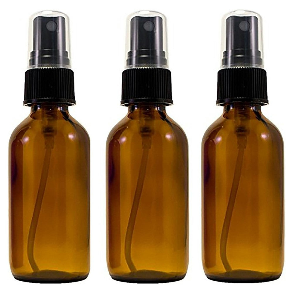 3Pcs 50ml Amber Glass Spray Bottle UV Protection Travel Fine Mist Sprayer for Oils Perfumes