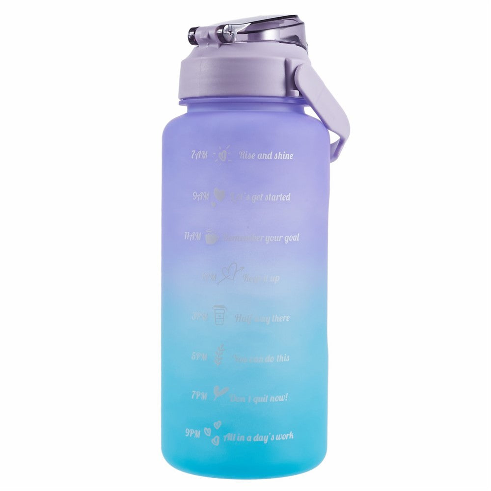 2L Portable Outdoor Travel Sports Water Bottle Fitness Straw Cup with Time Marker BPA Free, No FDA Certificate