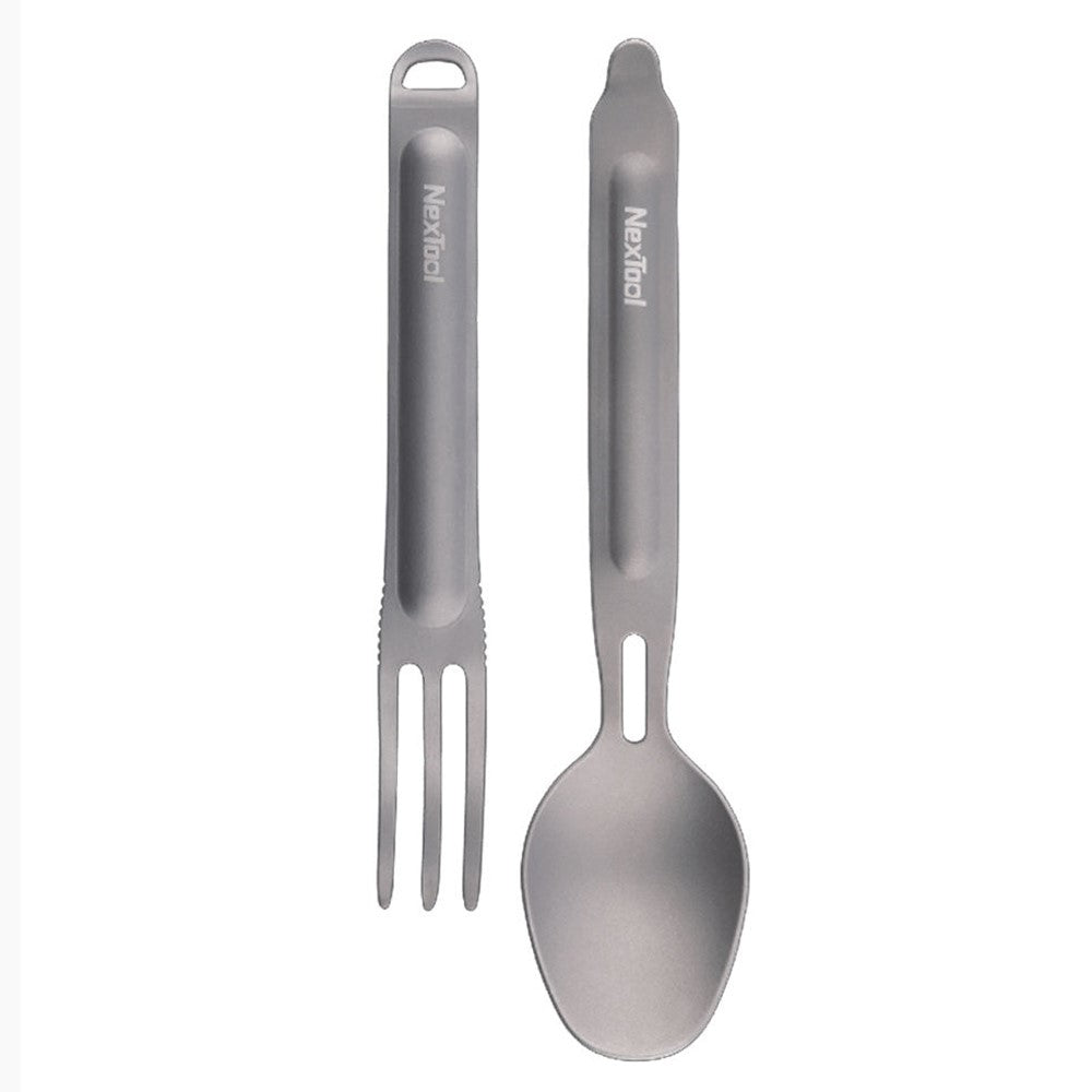 NEXTOOL Titanium Soup Spoon Camping Utensil Set Cutlery Kit for Outdoor Picnic Hiking BPA-Free, No FDA Certified