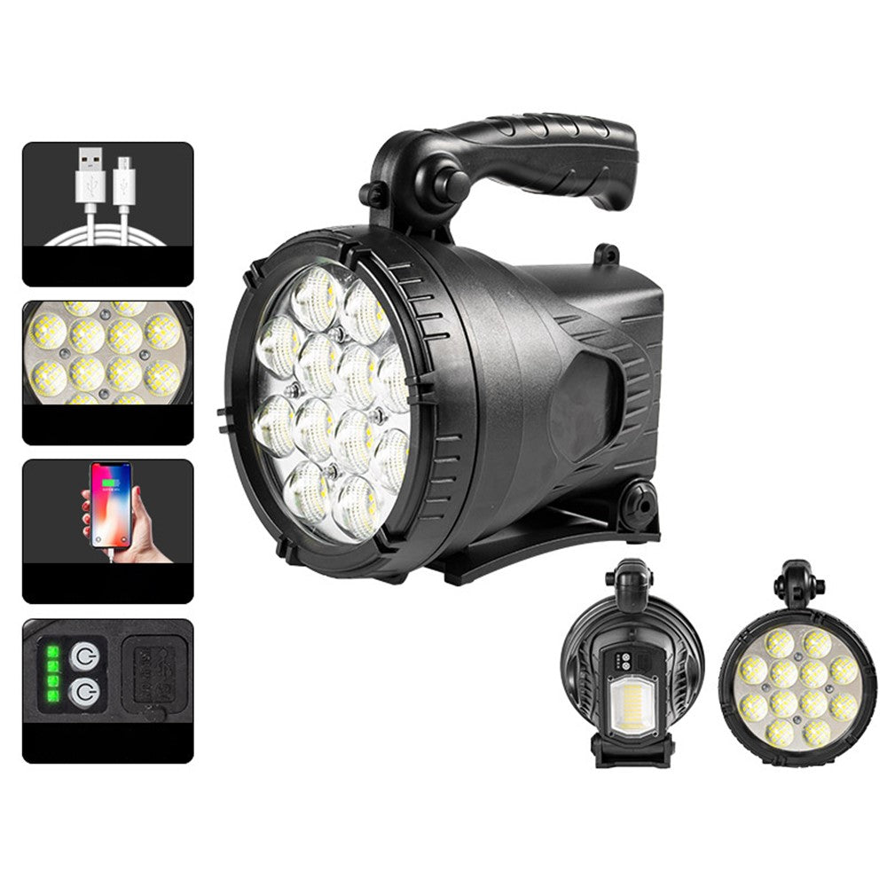 W867A Handheld LED Spotlight Floodlight Searchlight USB Rechargeable Flashlight Work Lighting Size: M