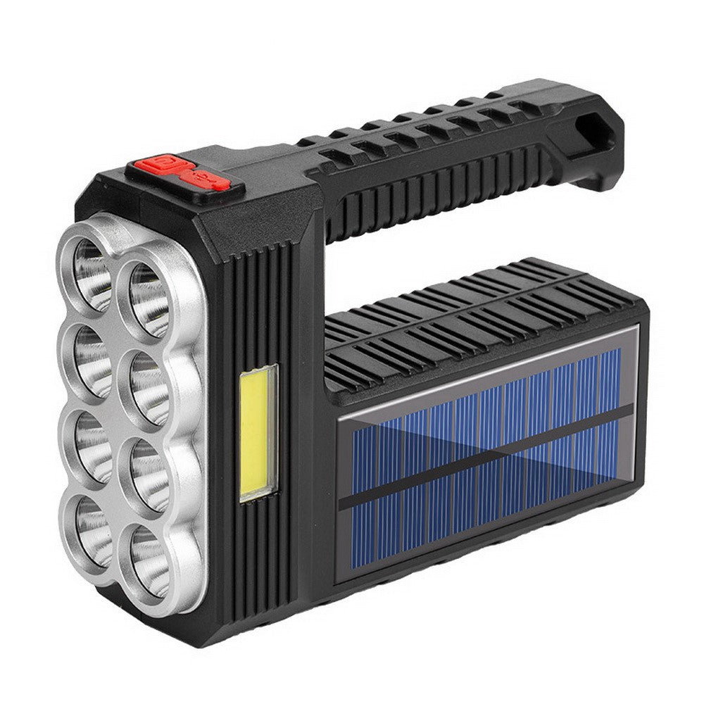 W5117-1 Solar Powered 8-lamp Flashlight Portable Waterproof Rescue Light Multi-functional Searchlight for Hiking Camping
