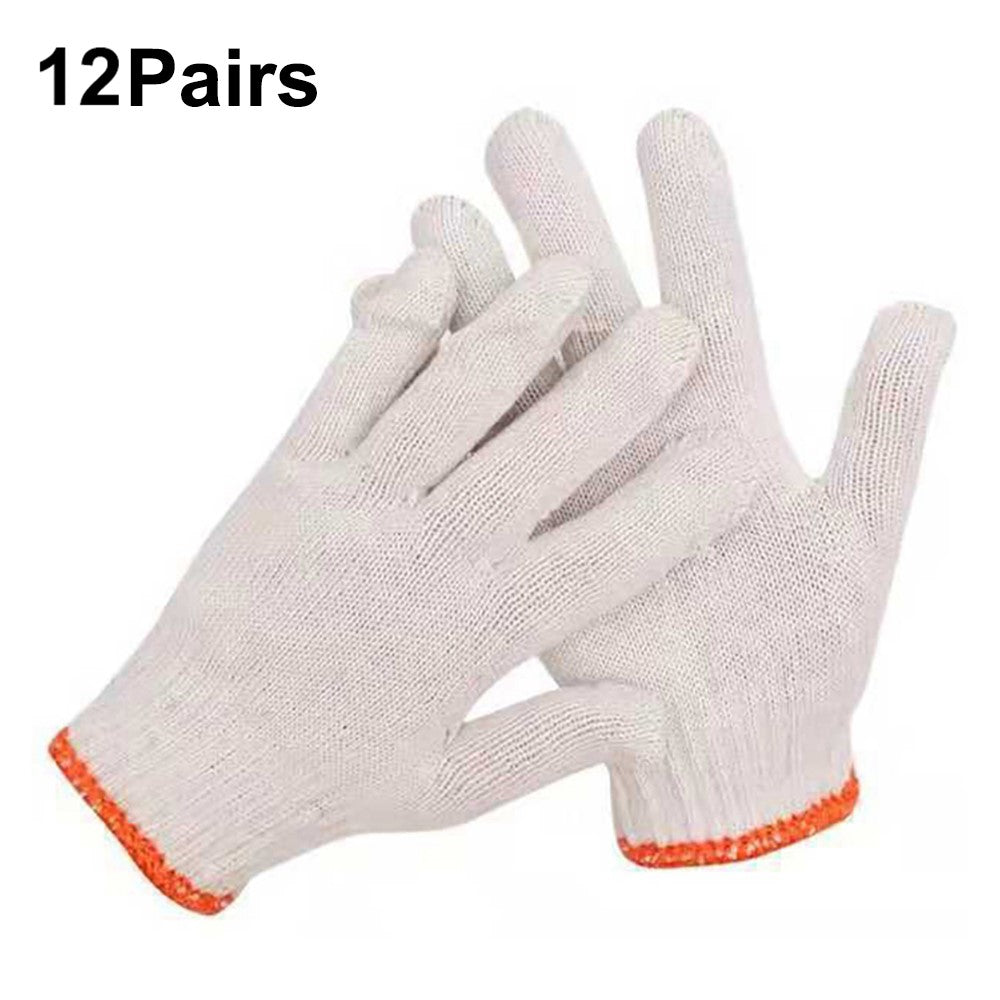 12 Pairs Safety Work Gloves Wear Resistant Cotton Protective Gloves for Construction Maintenance