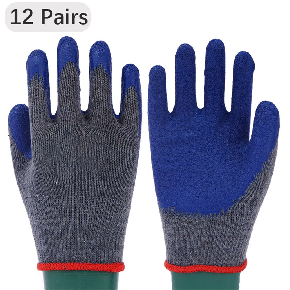 12 Pairs Latex+Cotton Line Gloves Anti-skid Hand Protection Gloves