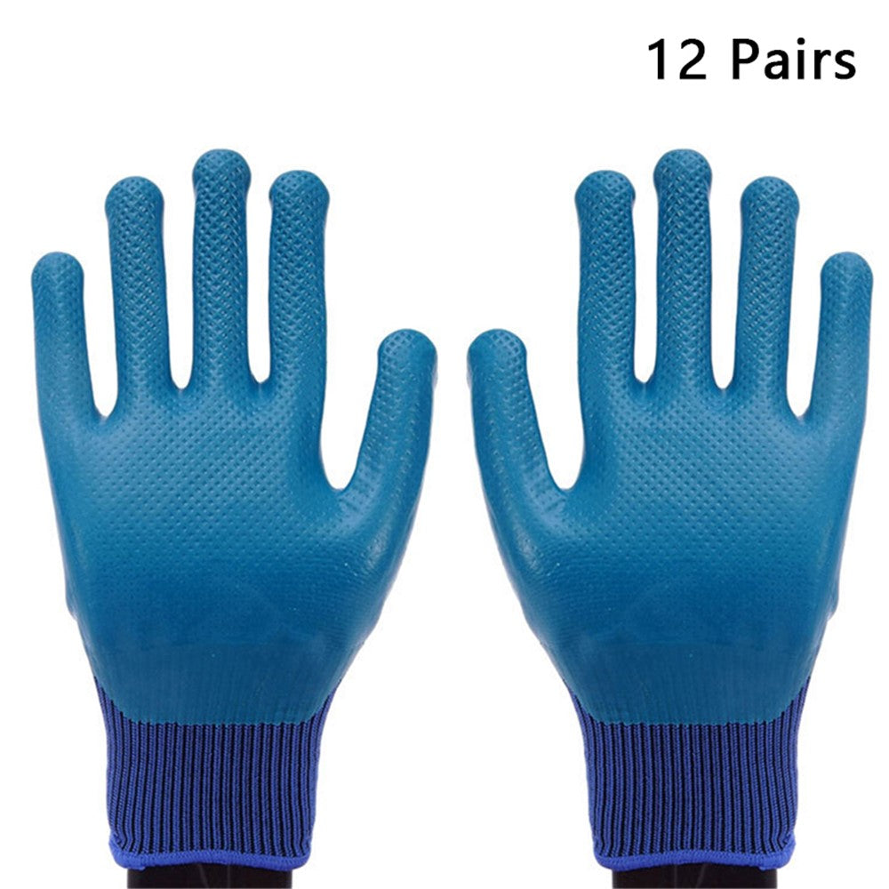 CHUANGSHI 12 Pairs Latex Safety Gloves Non-Slip Breathable Gloves for Industrial Work